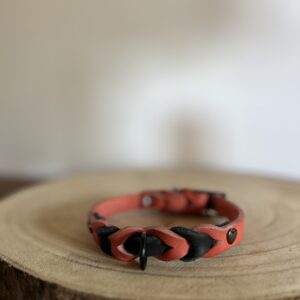 Collier CHIC'TRESS cuir Corail et Noir 29-38 cm