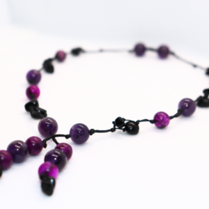 Collier Artisanal Esprit de la Toundra en Charoïte, Améthyste et Obsidienne