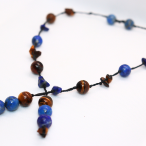 Collier Artisanal Trésors du Nil en Lapis-Lazuli et Œil du Tigre