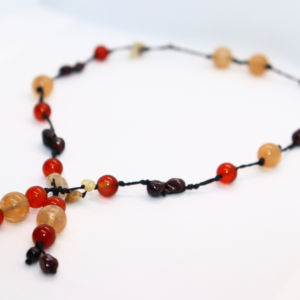 Collier Artisanal Soleil Couchant en Cornaline, Grenat et Citrine chauffée