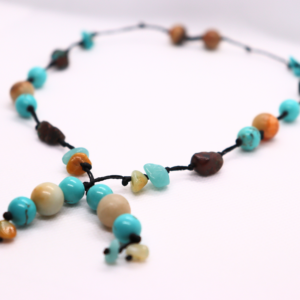 Collier Artisanal Souffle d’Amazone en Amazonite, Turquoise et Chrysocolle