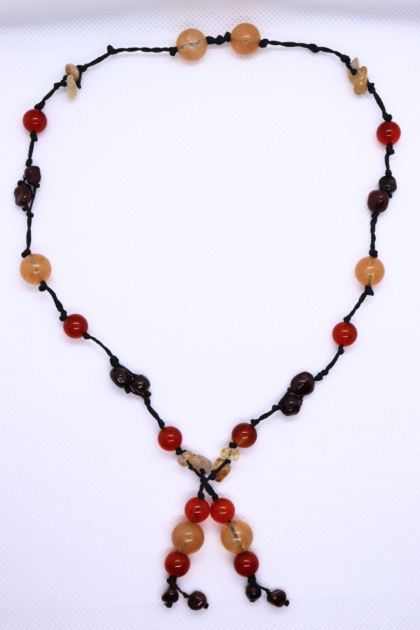 Collier Artisanal Soleil Couchant en Cornaline, Grenat et Citrine chauffée – Image 3