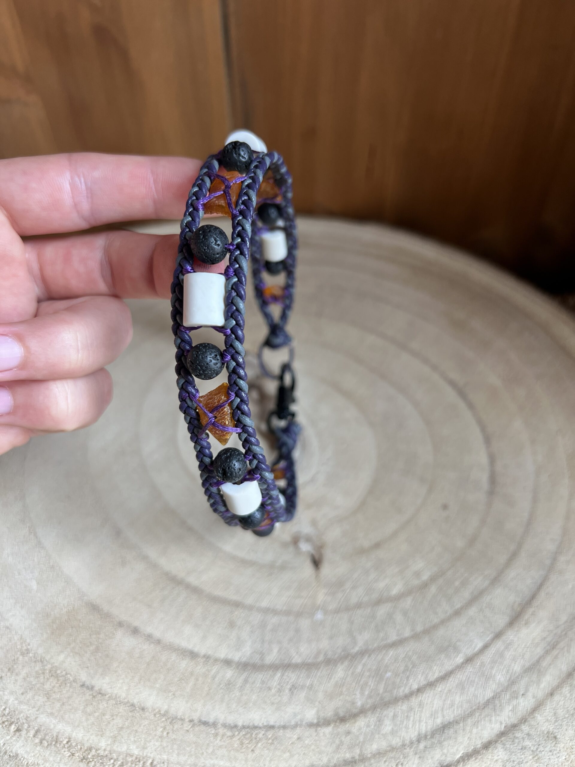 TRIBAL’PROTECT Collier antiparasitaire naturel Violet et Gris (38,5cm)