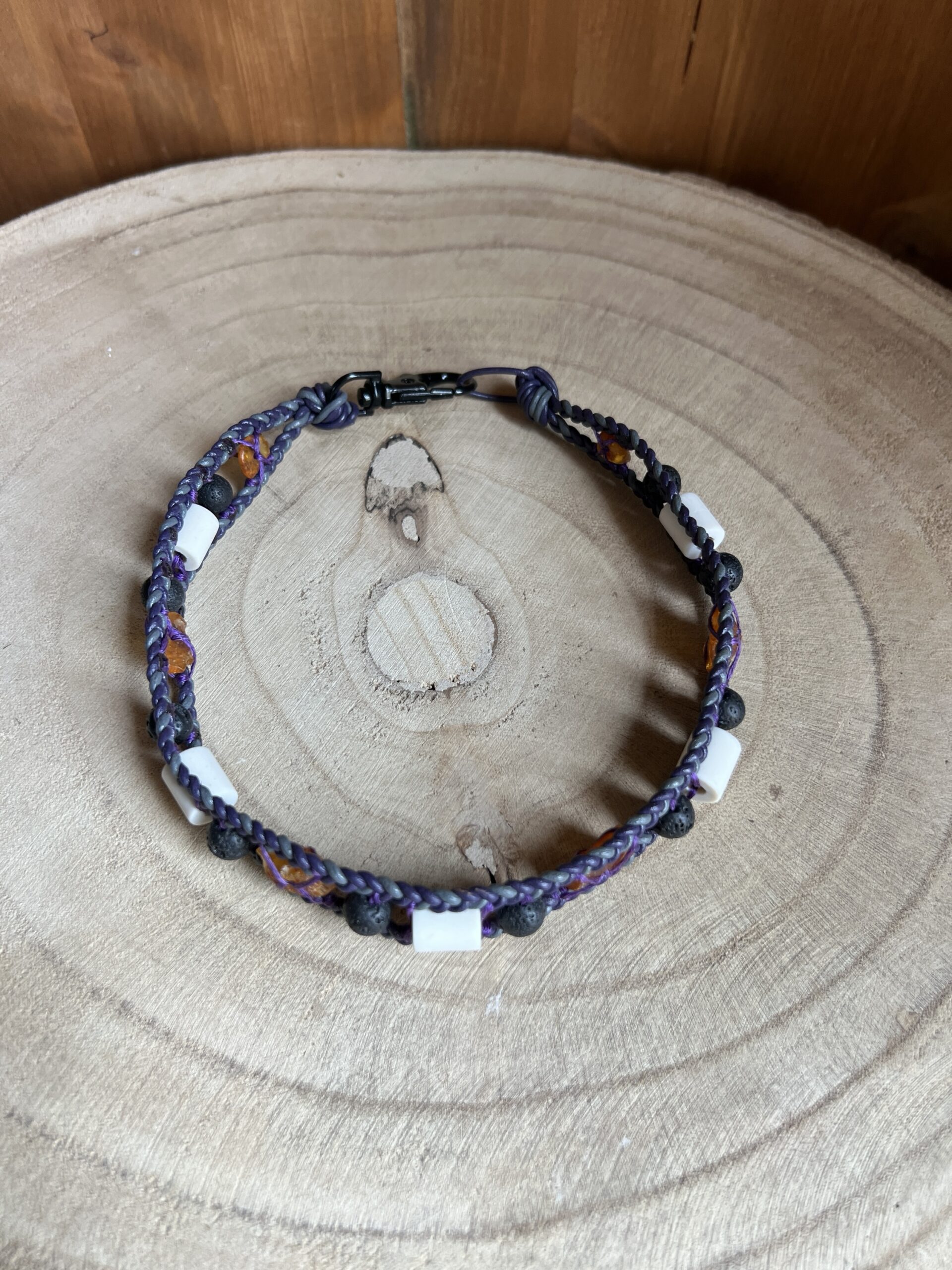 TRIBAL’PROTECT Collier antiparasitaire naturel Violet et Gris (38,5cm) – Image 5